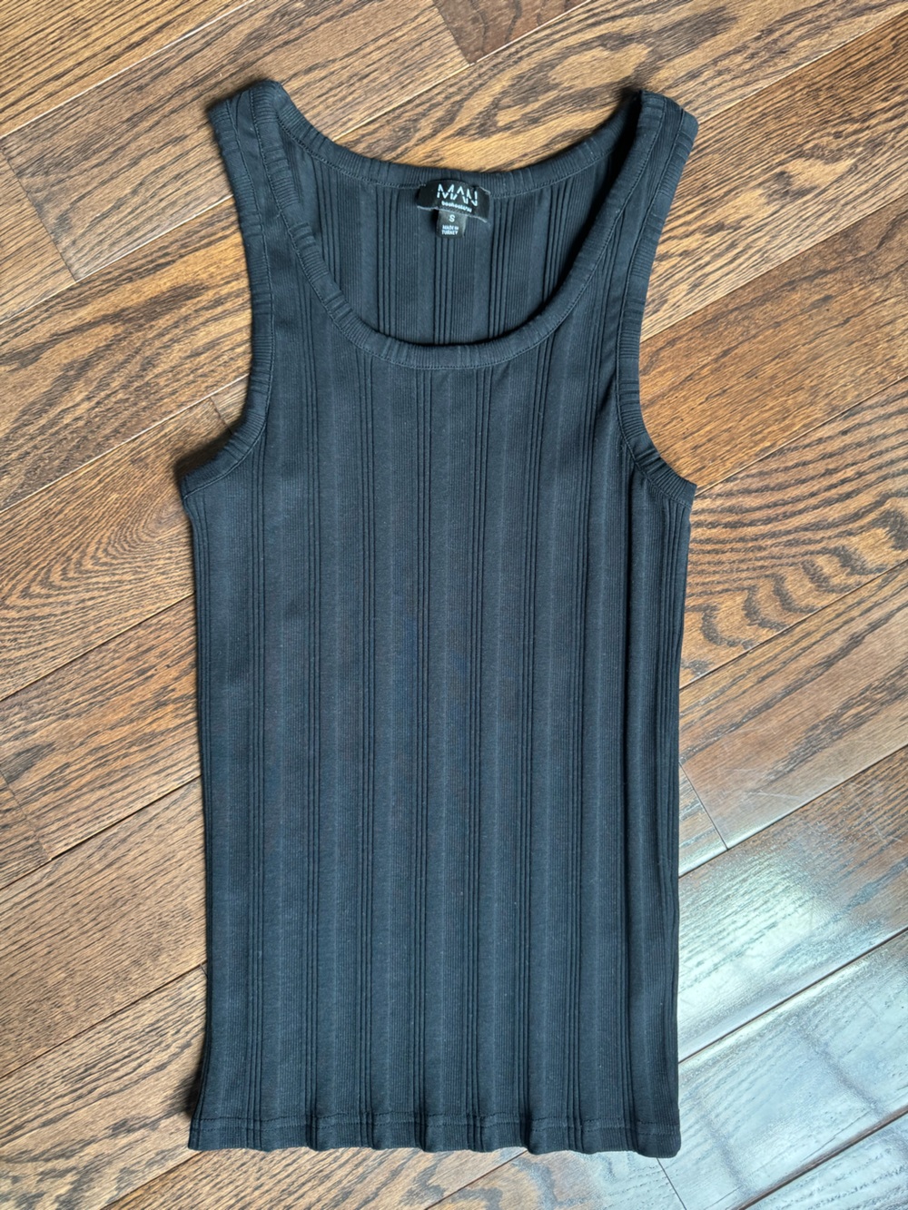 Man Slate Blue Ribbed Tank Top - Picture 2 of 3